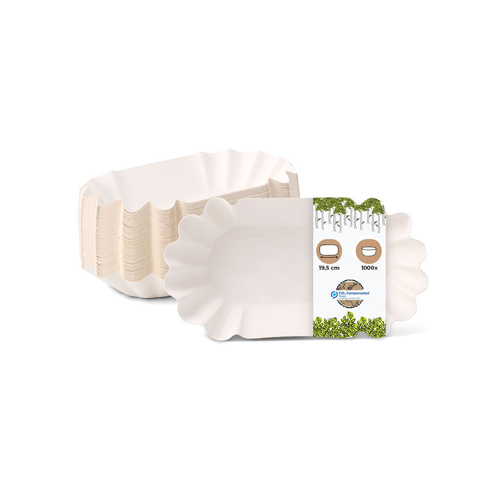 Pappschalen 19,5 x 11 x 3,2 cm, weiß, oval