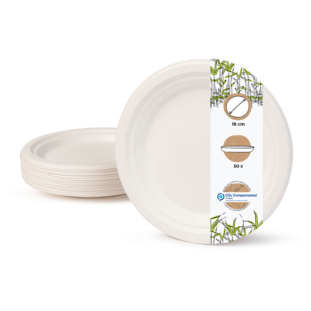 Runde Zuckerrohr Teller, Ø 18 cm