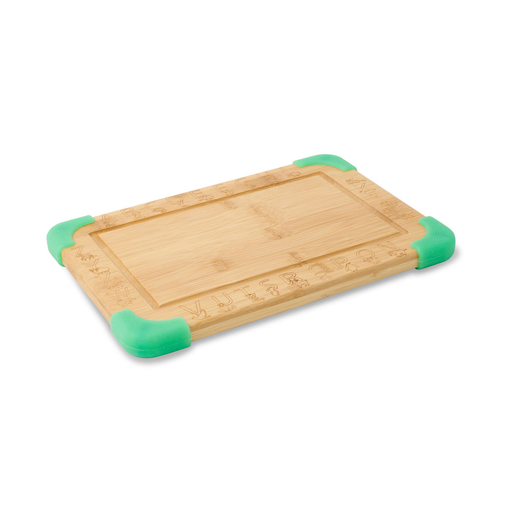 Bambus Kinderbrett mit Silikonecken 29x20x1.5, grün