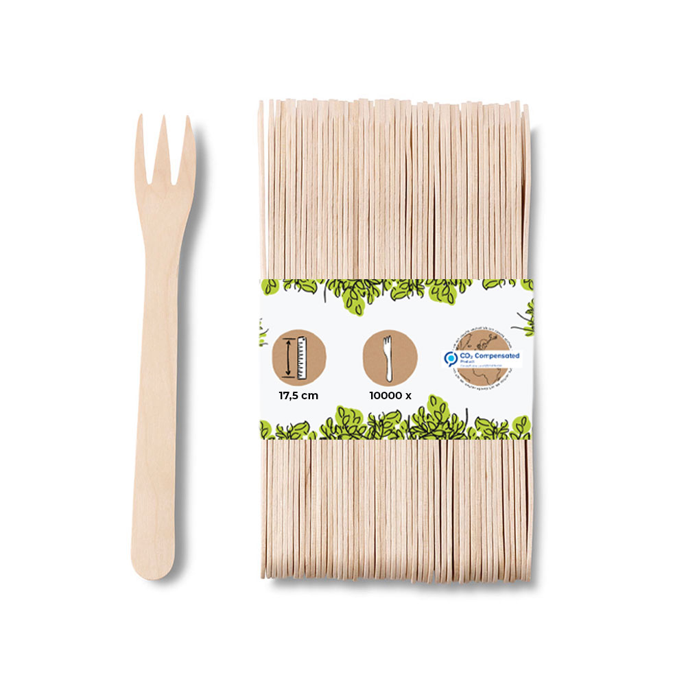 Holz-Pommes-Gabeln XL 17,5 cm, Dreizack