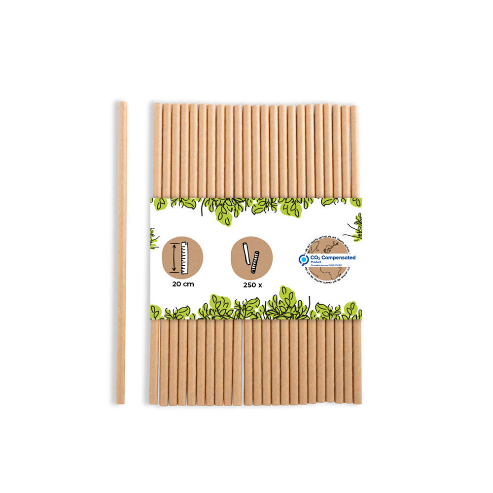 Papier-Trinkhalme 20 cm, Ø 0,6 cm, braun