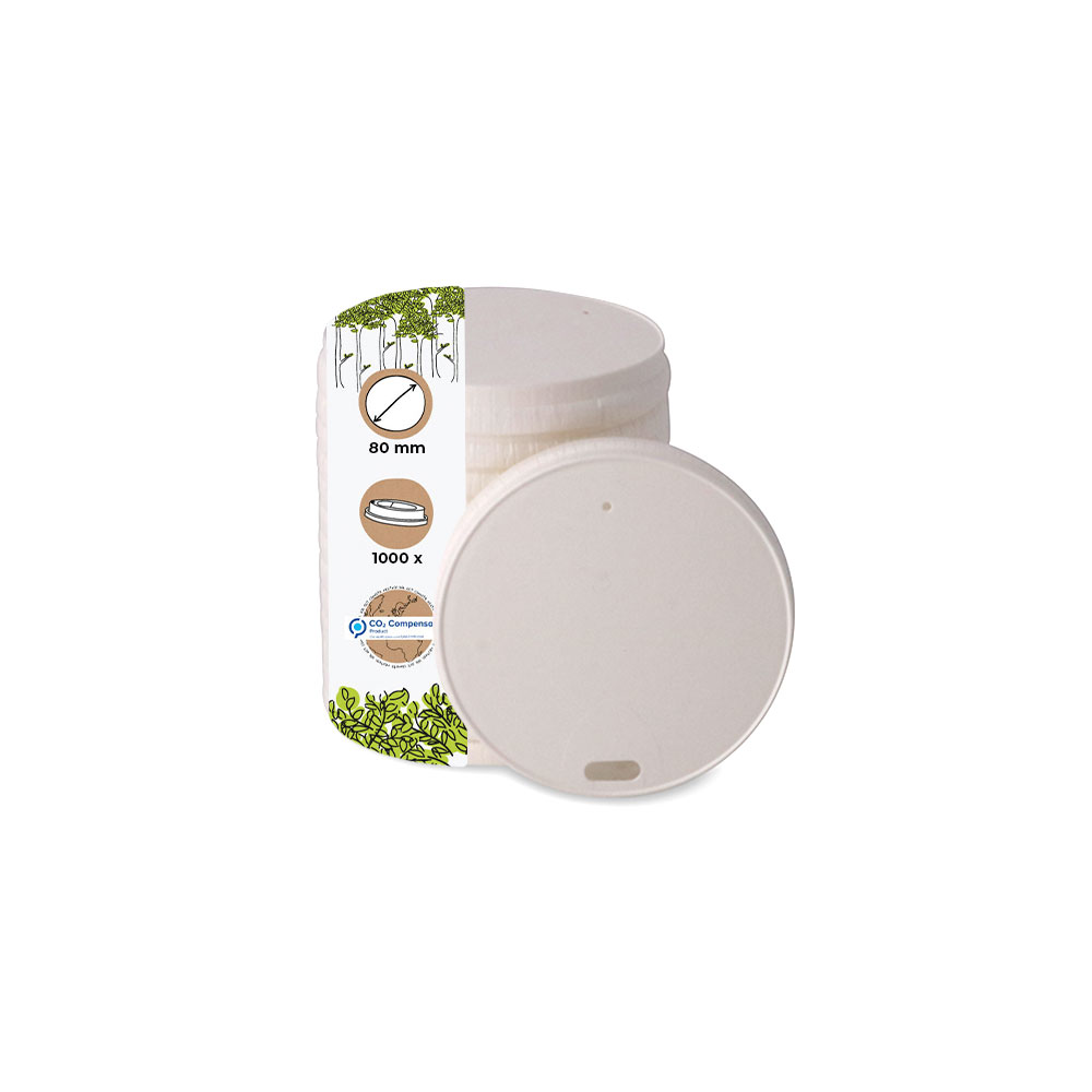 Papier-Deckel Ø 80 mm, weiß, Trinköffnung