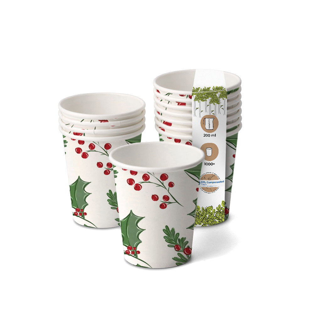 Pappbecher, einwandig, 200 ml / 8 oz, Winter-Edition #1