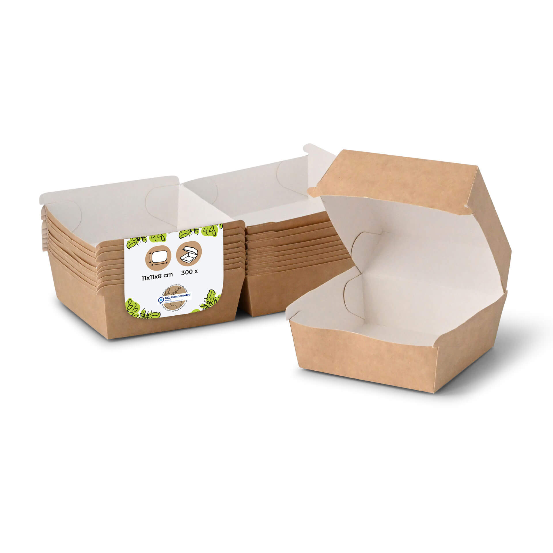 Take-away-Burger-Boxen 11,5 x 10,5 x 8 cm, braun-weiß