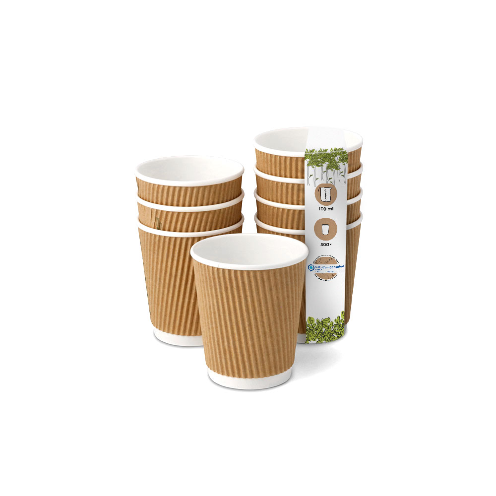 Riffelbecher 100 ml / 4 oz, Ø 62 mm, braun