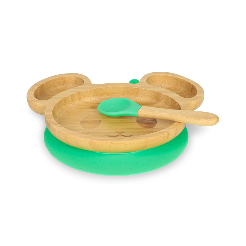 Bambusteller-Set, Maus, grün