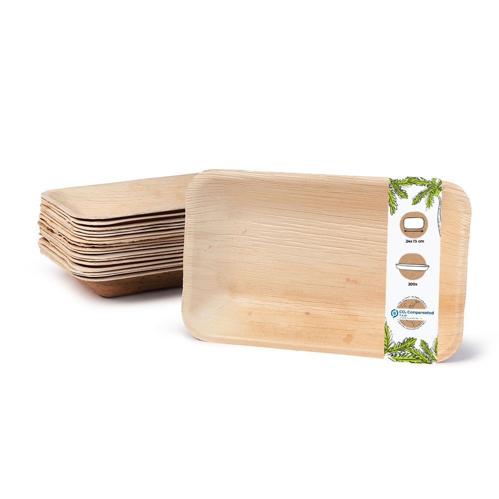 Rechteckige Palmblatt Teller, 24x15cm, tief