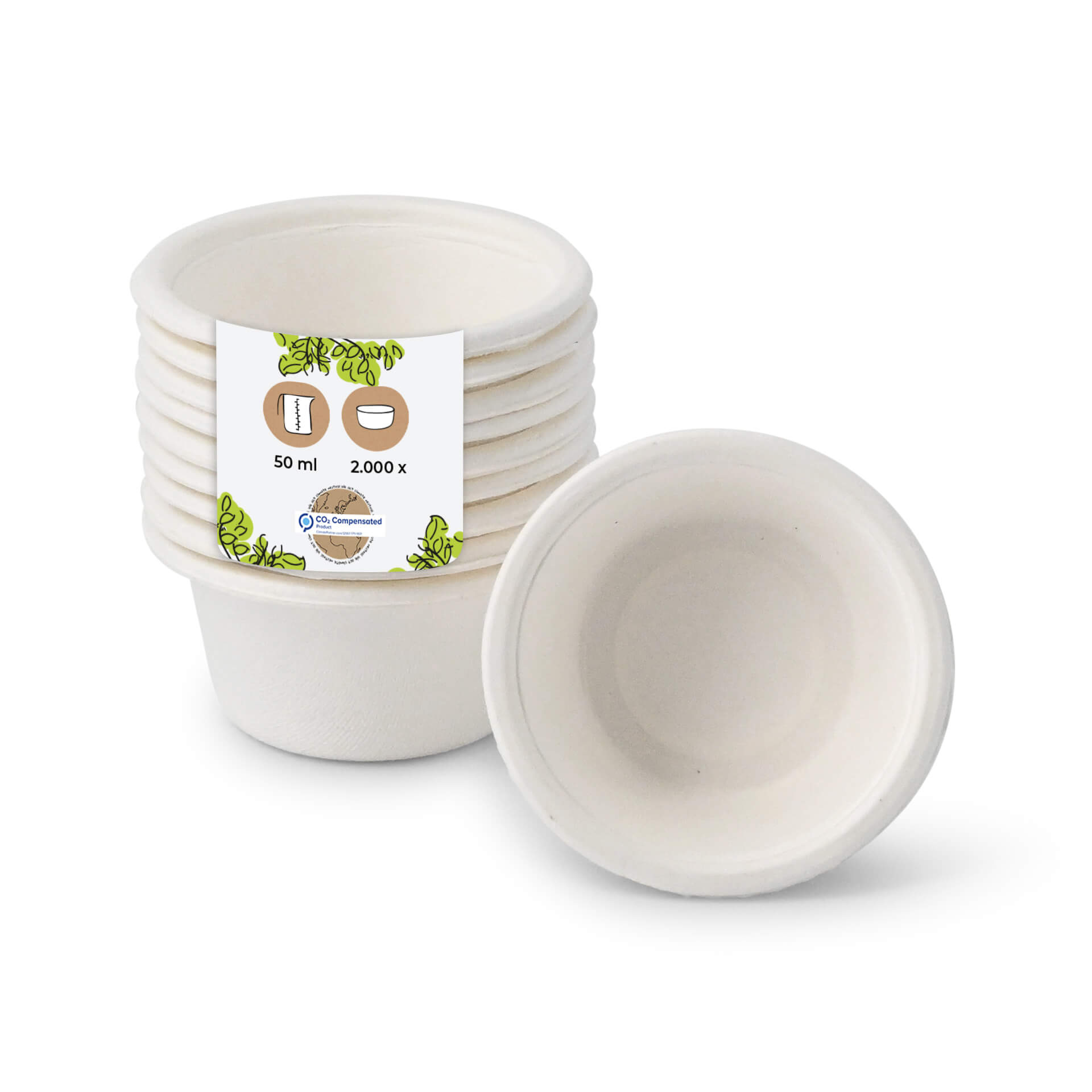 Zuckerrohr-Becher 50 ml, Ø 62 mm, rund