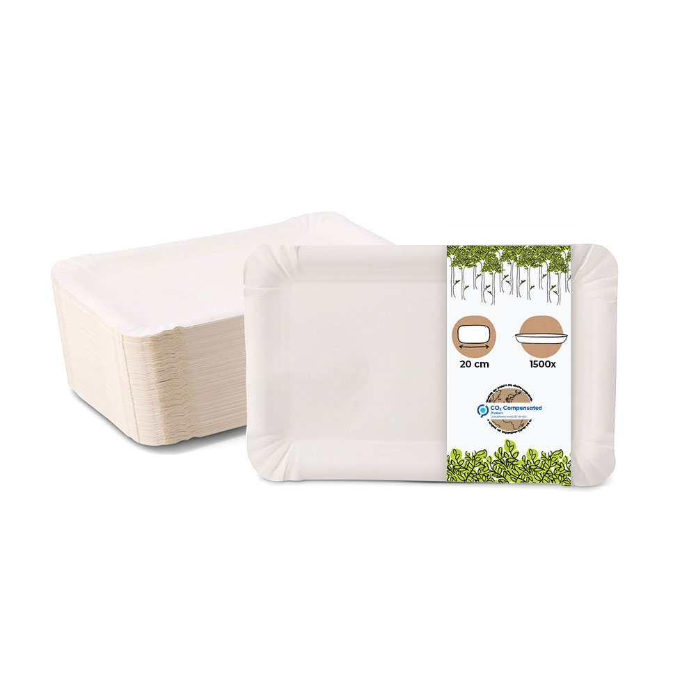 Pappteller 13 x 20 cm, weiß, rechteckig