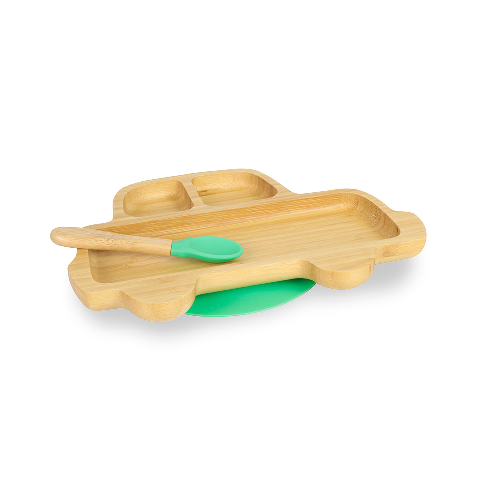 Bambusteller-Set, Auto, grün