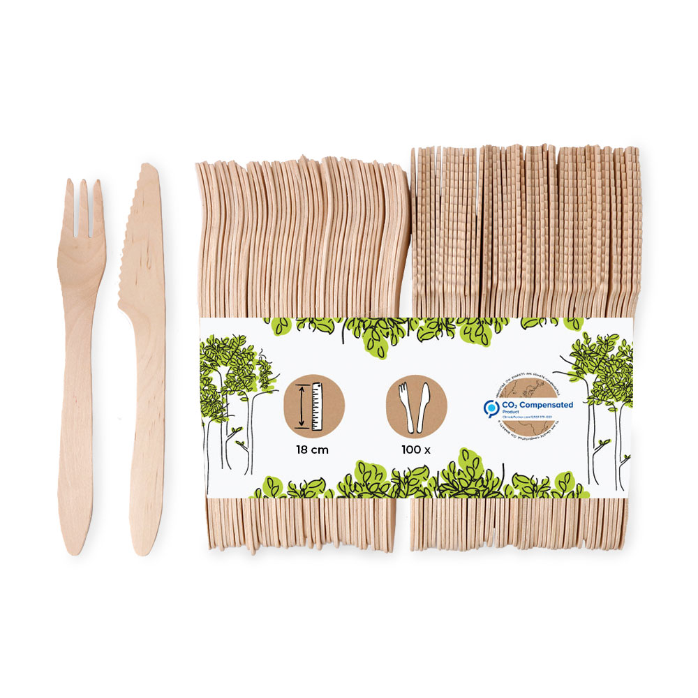 Holz Besteckset, 180 mm zweiteilig