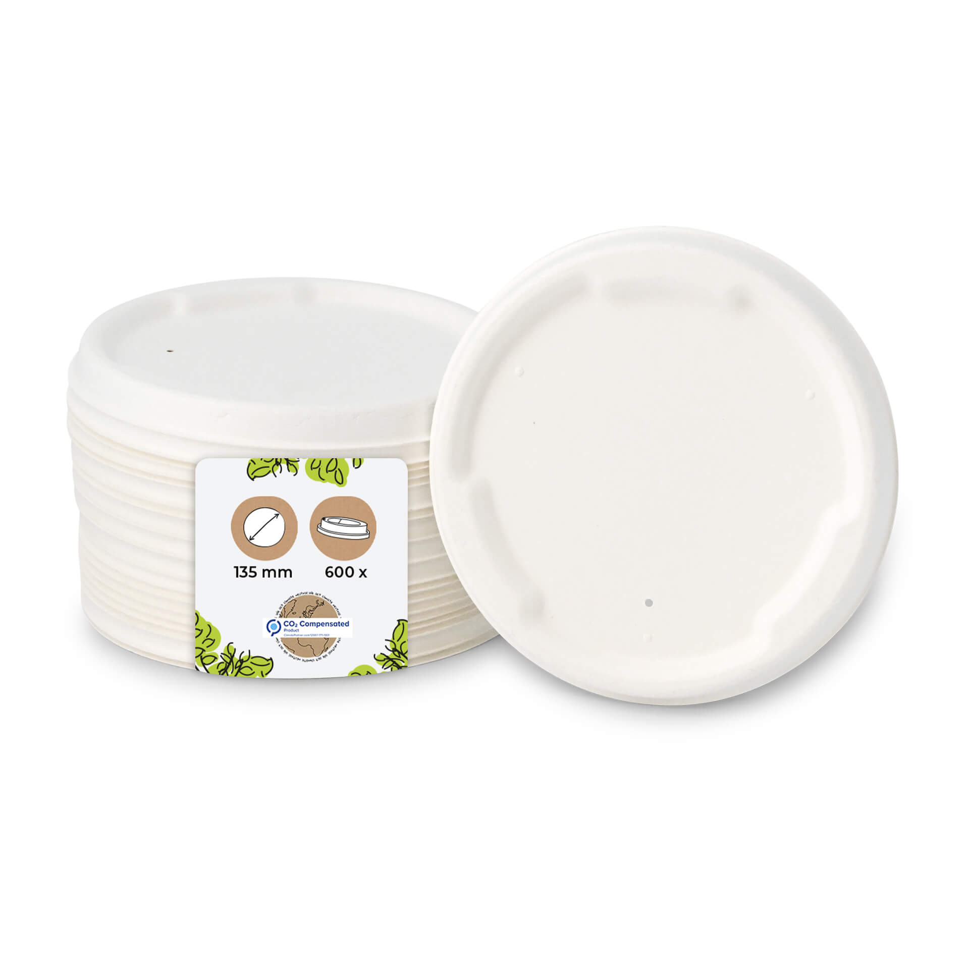 Zuckerrohr-Deckel Ø 105 mm, weiß, rund