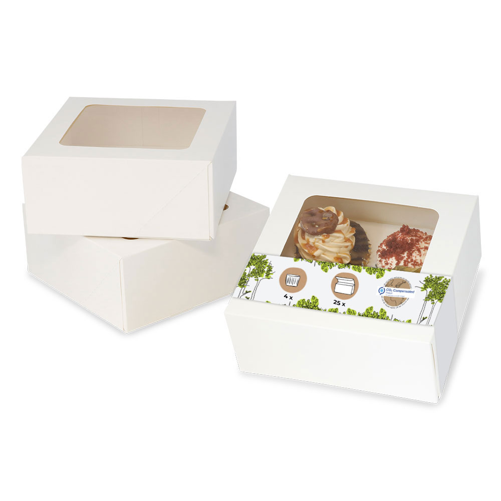 Cupcake Boxen mit PLA Fenster & Einleger 4er